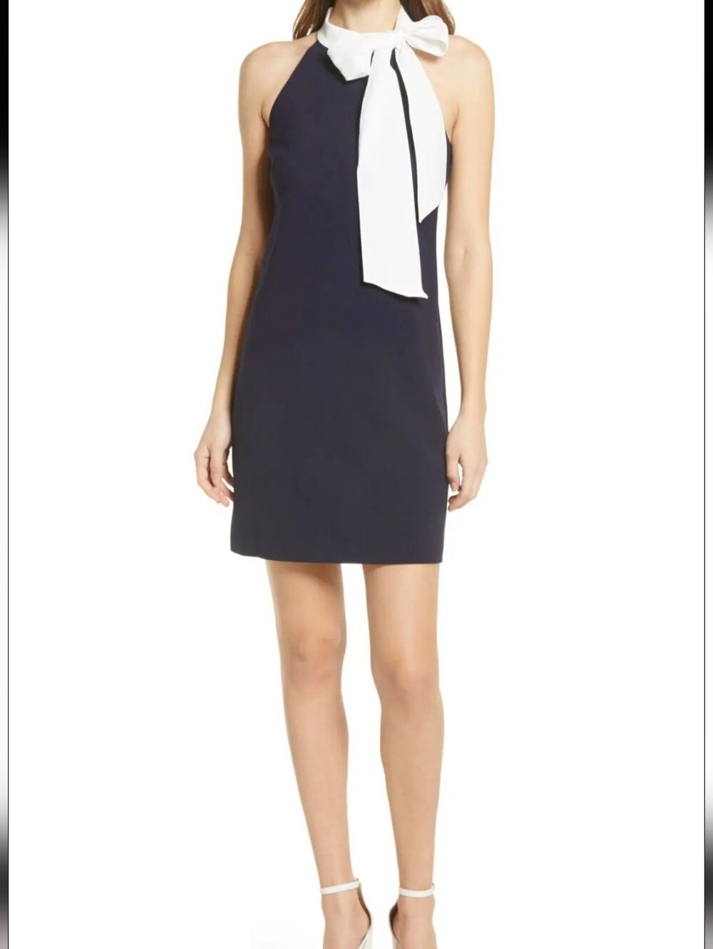 Vince Camuto Signature Bow Neck Stretch Crepe Sheath Dress